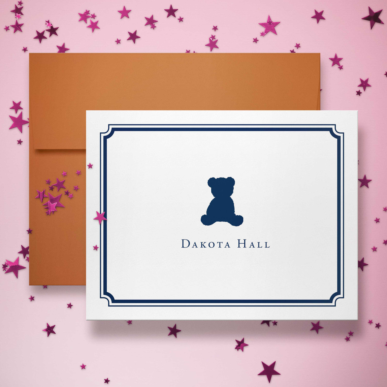 Whimsical folded card and envelope set – perfect holiday stationery for kids or baby's first Christmas gift